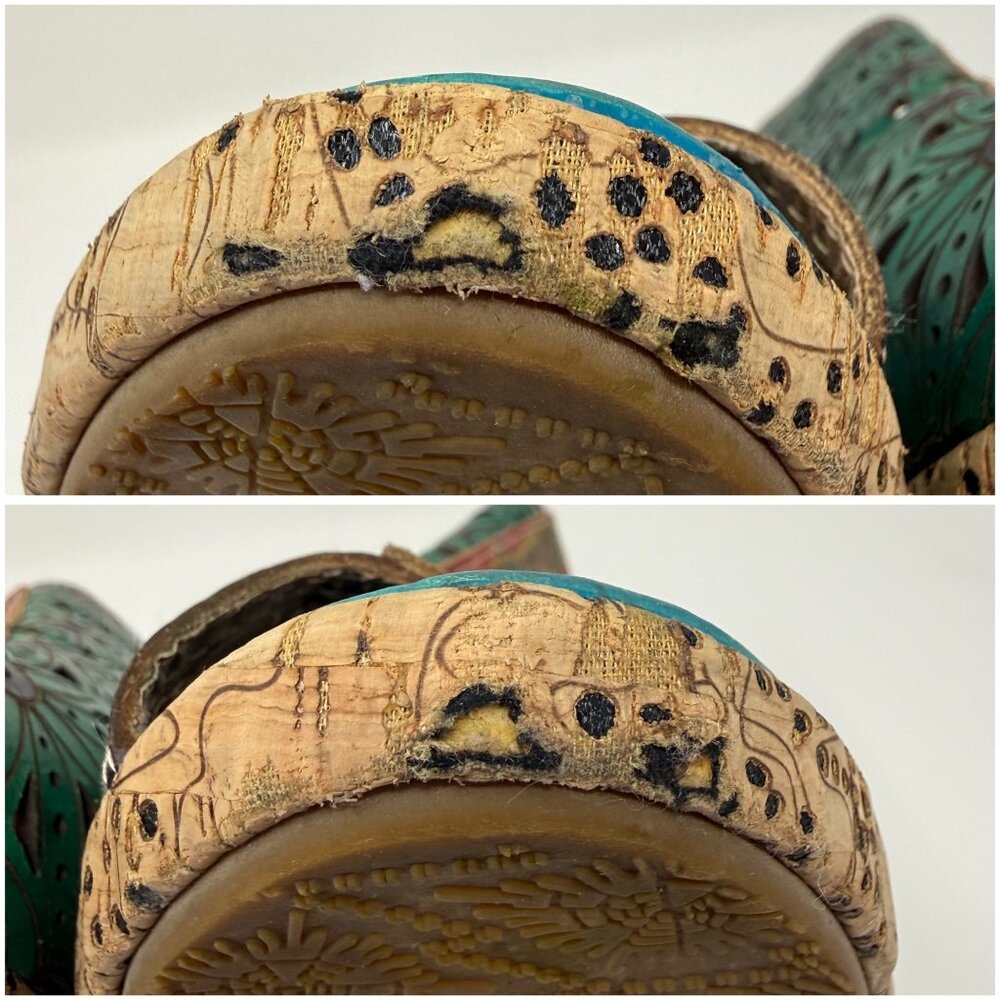 L'Artiste Hand Painted Leather Slingback Block Heels 7.5-8 - Picture 14 of 15